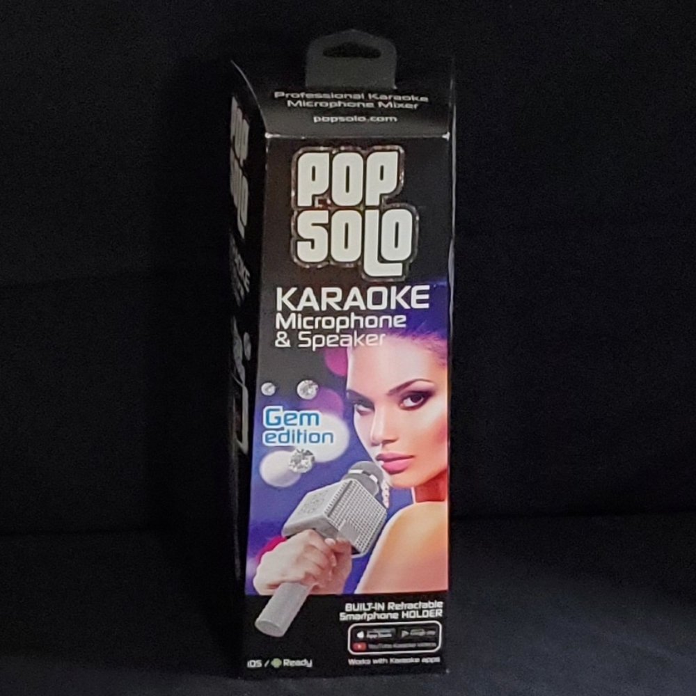 New in Box! Silver Tzumi Pop Solo Bling Karaoke Microphone Gem Edition